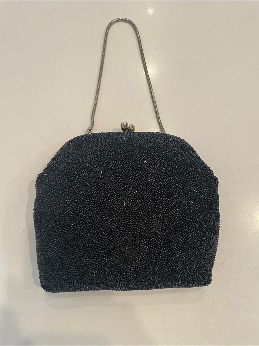 Black Beaded Evening Bag - Classic Women's Clutch